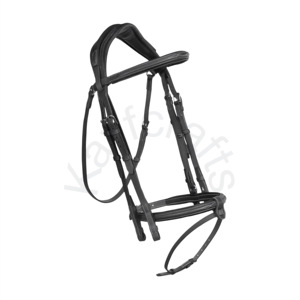 Anatomic Snaffle Bridle para caballos Arnés ultraabsorbente Tocado de cuero con Cavesson Noseband - Product Image 1