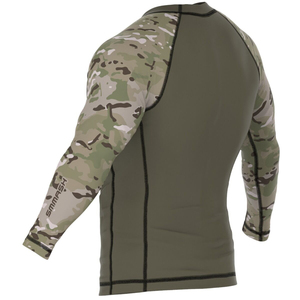 Custom UPF 50 Long Sleeve Stretch Lightweight Breathable Camo Rash Guard <b>T</b>-<b>Shirt</b> Sublimated Unisex MMA Sportswear - Product Image 5