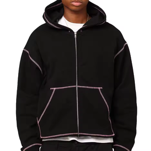 เสื้อฮู้ดมีซิปโอเวอร์ไซส์ความครอปตะเข็บสีตัดกัน420 GSM เฟรนช์เทอร์รี่ - Product Image 5