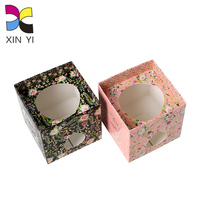 Scatola Quadrata di Lusso con Stampa Floreale e Finestra in PVC, Confezione Personalizzata per Vasetti Cosmetici e Creme Viso