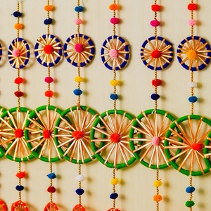 Pompón Chakri cadena Holi Festival decoración colorida guirnalda Diwali Haldi Mehndi telón de fondo boda india hogar templo Decoración - Product Image 5