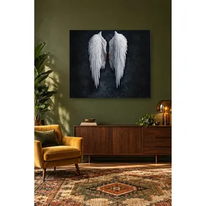 Impression sur toile Fida : Ailes d'ange blanches sur fond sombre - Product Image 1