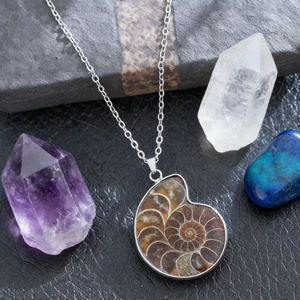 Collana con Ciondolo Fossile di Ammonite Naturale, Stile Vintage Unisex, Gioiello Unico da Spiaggia, Regalo per Donne e Uomini - Product Image 3