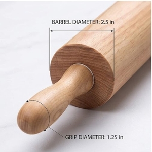 Rodillo de madera para repostería de 10 pulgadas de largo con mango de 4 pulgadas - Product Image 3