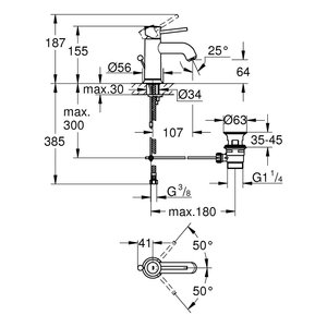 Grifo Mezclador para Lavabo Grohe START CLASSIC Cromado Starlight 23810000, Estilo Clásico para su Baño - Product Image 2