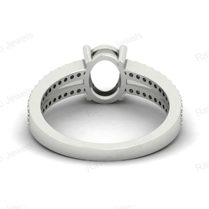 Genuine 925 Sterling Silver Engagement Double Band <b>Ring</b> 8x6mm Oval Semi Mount 18K Gold Prong Custom Jewelry Findings Components - Product Image 5