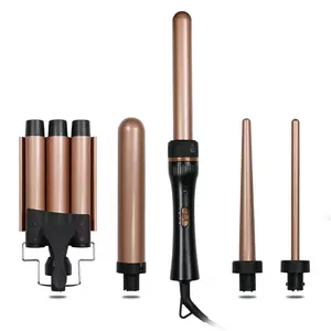 5 In 1 New LOOF Design Private Mold Hair Crimper Straightening Brush Electric Curling Iron Hair Styling Tools Case