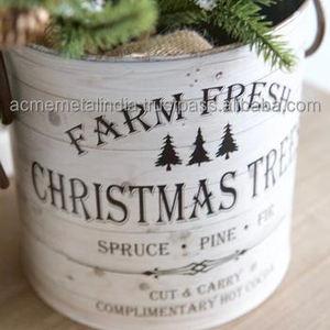 ถังชุบสังกะสีเคลือบด้วยโลหะพร้อมเคลือบสีเทาเหมาะสำหรับตกแต่งเทศกาลและของขวัญคริสต์มาสตามสั่งของตกแต่งตามเทศกาล - Product Image 5