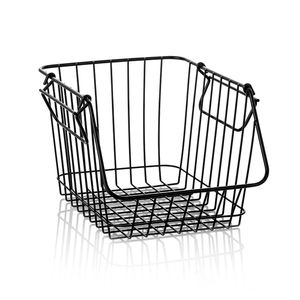 Cesta de Almacenamiento Apilable Cuadrada Moderna, Resistente, de Alambre Metálico Negro, Ecológica, Organizador para Cocina, Despensa y Armario, Venta al por Mayor - Product Image 1