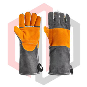 Gants de protection anti-statiques en cuir sans silicone ni poudre, résistants à la chaleur et au feu, 11 oz, 14 pouces, pour Mig Tig Stick Forge BBQ Grill Fireplace - Product Image 1