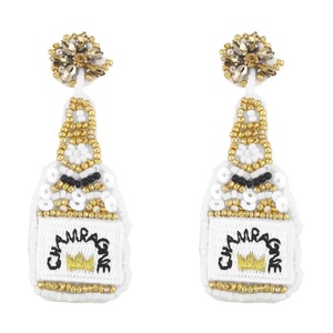 Boucles d'oreilles pendantes en forme de bouteille de champagne de haute qualité, élégantes, ornées de perles et de strass, bijoux de fête pour femmes, design de dessin animé orange - Product Image 6