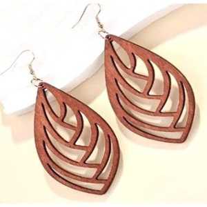 Pendientes colgantes huecos de moda personalizados, joyería, pendientes de madera negros - Product Image 1
