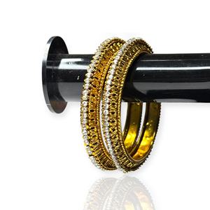 Brazaletes de Diseño Moderno, Chapados en Oro Fino, con Borde de Perlas de Imitación Brillantes y Acabado Antiguo para Mujer, para Aniversario o Boda - Product Image 1