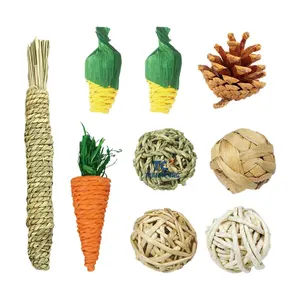 थोक खरगोश के खिलौने अमेज़ॅन हॉट बेचते हैं प्राकृतिक बनी खरगोश च्यू खिलौने घास गाजर खरगोश के लिए घास गाजर
