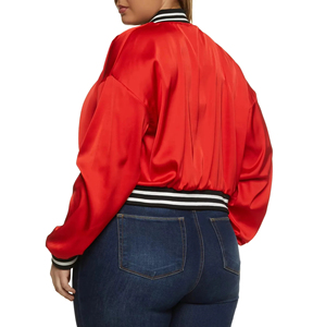 Vestes universitaires en satin pour femmes tendance, broderie de votre logo, chenille, toile imperméable, veste universitaire courte pour femmes - Product Image 3