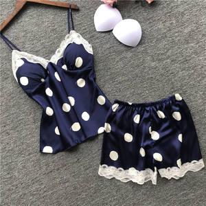 Pijamas Cortos de Verano para Mujer, Transpirables, de Seda Helada, Manga Corta, Cintura Elástica, Cuello en V, de Poliéster - Product Image 6
