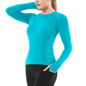 Haut de yoga à manches longues, respirant, avec trou pour le pouce, pour la course, la gym, l'entraînement, léger et performant - Product Image 4