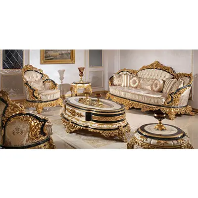 Beautiful Luxury Ratani Golden solid wooden sofa with high quality material and handmade quality for your living room