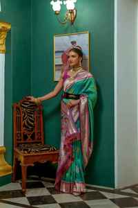 Meilleur tissu vêtements ethniques bonne qualité Diwali Collection soie Saree Blouse avec Zari Weave Border travail au prix de gros - Product Image 3