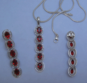 Parure de bijoux Shah Gems en argent sterling 925 pour femme, garnet naturel taille poire, bijoux de mariée pour mariage, plaqué or, perle et diamant - Product Image 1
