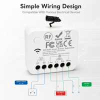Module de relais intelligent WiFi RF433 AC85-240V avec télécommande sans fil et minuterie via application pour éclairage, ventilateurs et appareils électriques CE