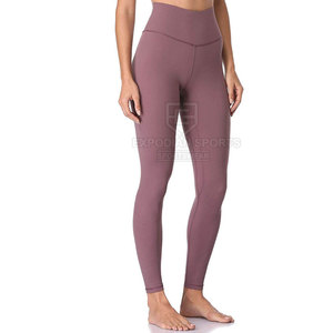 Best Selling <b>Women</b> Mid Elastic Waist Yoga <b>Leggings</b> Solid <b>Pattern</b> Custom Color Lightweight & Breathable Workout Pants in Stock - Product Image 5