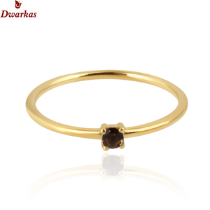 Minimalist elegant gold plated 925 silver smoky <b>quartz</b> stone <b>rings</b> for women wedding fashion fine jewelry <b>rings</b> - Product Image 3