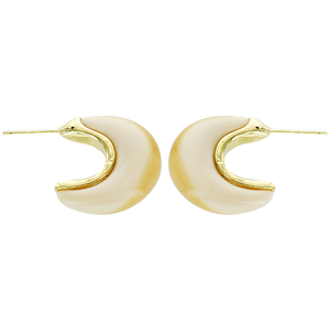 Pendientes de resina y latón Pendientes de tuerca chapados en oro con incrustaciones de ajuste Fábrica al por mayor para fiestas - Product Image 4