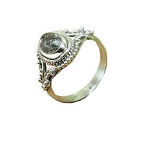 แหวนควอตซ์สีดำ 925 แหวนเงินสเตอร์ลิงออกแบบทำด้วยมือแหวนหมั้นงานแต่งงานสำหรับผู้หญิงของขวัญวันเกิดคริสต์มาส - Product Image 1