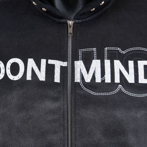 Sweat à capuche zippé Sportish Impex en métal avec rivets, logo brodé personnalisé en strass, tissu French Terry délavé à l'acide et effet décoloré par le soleil - Product Image 2