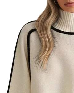 Manufacturer Customized Turtleneck Knit Sweater For <b>Women</b> Winter <b>Warm</b> Soft Pullover Long Sleeve Casual Loose Fit Fashion Top - Product Image 3
