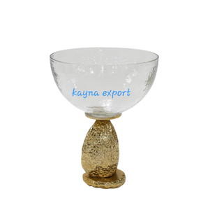 Luxe Antique Fini Noix Fruits Secs Chocolat Bonbons Bol En Verre De Service Avec Designer Fleur Métal Noir Enduit Stand Table - Product Image 6