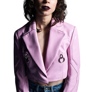 Veste en cuir d'agneau véritable pour femmes Veste de camionneur de style unique classique avec décoration brodée tricotée traitée - Product Image 6