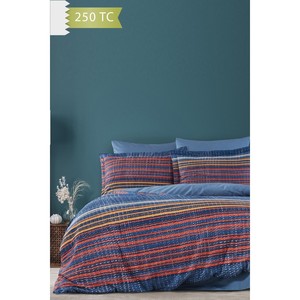 Varol 250 TC Satin Duvet Cover <b>Set</b> Bamboo Blend Cotton Linear <b>Striped</b> Pattern Family Size for Home Use - Product Image 1