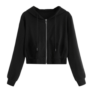Sudadera con forro polar transpirable de invierno para mujer, ropa de calle de Otoño de algodón 100%, con capucha bordada, estampado personalizado, longitud corta - Product Image 5
