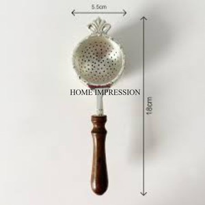 Nuevo patrón, llegada, aspecto atractivo, Metal chapado en oro de alto grado, colador de té de diseñador único con mango de madera para un mejor agarre - Product Image 4