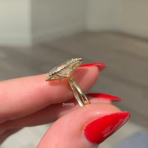 Bague de luxe en diamant de laboratoire taille marquise double halo, or 18 carats, clarté VVS, couleur F, certifiée IGI, fournisseur en gros - Product Image 3