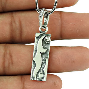 Pendentif bohème au design unique bijoux faits à la main fabriqués à partir de 925 pendentif au design moderne en argent sterling oxydé en gros - Product Image 2
