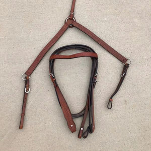 Bride Western Horse Tack Barred Leather Trail Pleasure avec rênes Headstall Breast Collar western bridle - Product Image 1