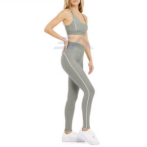 บริการ OEM ชุดโยคะผู้หญิงสไตล์ล่าสุด คุณภาพสูง ออกแบบตามสั่ง ด้านหน้าเรียบ ขอบเอวยางยืด 2 ชิ้น ระบายอากาศได้ดี เป็นมิตรกับสิ่งแวดล้อม - Product Image 4