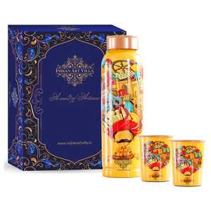 Juego de Botella y Vaso de Cobre con Estampado Meena de Rajasthani para una Experiencia Premium en Bebidas - Product Image 5