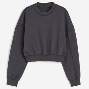 เสื้อสเวตเตอร์คอกลมแขนยาวผ้าฝ้ายระบายอากาศระบายอากาศได้ดีพิมพ์ลายกราฟิกสำหรับผู้หญิงเสื้อผ้าคอตตอนโอเวอร์ไซส์แบบกำหนดเอง - Product Image 3