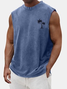 Camiseta sin Mangas para Hombre de Alta Calidad, Color Gris Claro, Lavado Ácido, Diseño Personalizado, Transpirable, Talla Grande, para Gimnasio, de Bearfit - Product Image 3