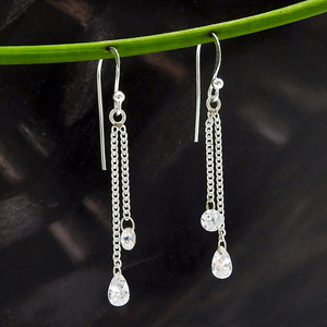 Top qualité 925 argent Sterling blanc zircon cubique luxe balancent boucle d'oreille pour femme filles bijoux faits à la main prix usine Direct - Product Image 1