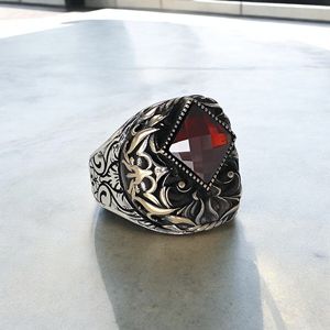 High Quality Ottoman Style 925 Sterling <b>Silver</b> Men's <b>Ring</b> Fashion Jewelry <b>with</b> Natural <b>Black</b> <b>Stone</b> Turkish Made Azuris VALKH1707 - Product Image 1