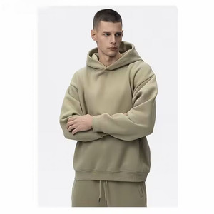 เสื้อมีฮู้ดผ้าคอตตอนหนาไม่มีลายสำหรับชายและหญิง350 GSM โอเวอร์ไซส์ออกแบบโลโก้ได้ตามต้องการสำหรับฤดูหนาว - Product Image 5