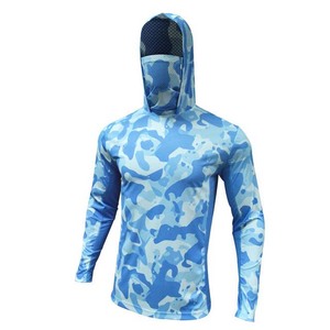 Camisas de pesca de manga larga para hombre rendimiento UPF 50 + al por mayor con capucha y cuello Gaitor poliéster Spandex nuevo diseño OEM personalizado - Product Image 3