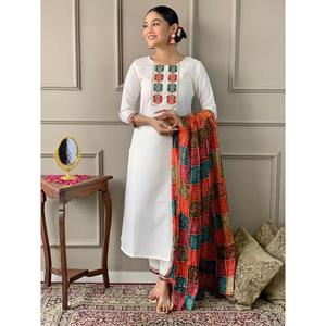 LAUNCHING NEW DESIGNER MODERN FESTIVE PARTY WEAR KURTI PENT with DUPATTA FABRIC VISCOSE and EMBROIDERED WORK - Product Image 1