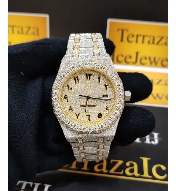 Prezzo all'ingrosso Stock all'ingrosso di alta qualità fatto a mano DEF colore VVS chiarezza Moissanite diamante ghiacciato Hip Hop Bling orologi da uomo