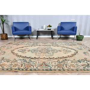 Grand tapis turc de 6,3 x 8,9 pieds, tapis vintage brun patchwork - Product Image 1